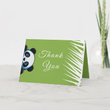 Cute Panda Bear Tropical Leaves Folded Thank You 