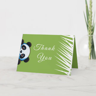 Cute Panda Bear Tropical Leaves Folded Thank You  Card