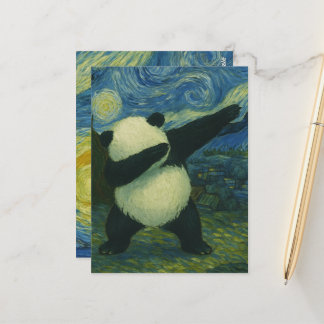 Cute Panda Bear - Van Gogh Style - Starry Night Postcard