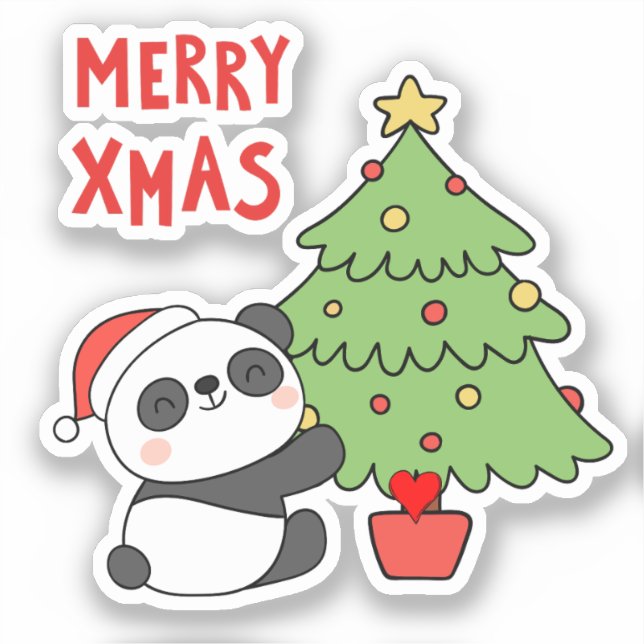 Cute Panda Bear With Christmas Tree  (Front)