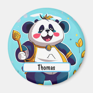 Cute Panda Bear With Customisable Nametag Magnet