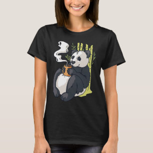 Cute Panda Bear with Hot Coffee Sarcasm Funny Pand T-Shirt