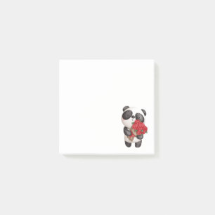 Cute Panda Bear with Rose Bouquet Post-it Notes