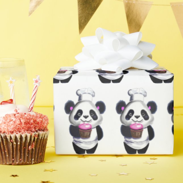 Cute Panda Bear Wrapping Paper (Birthday Party)