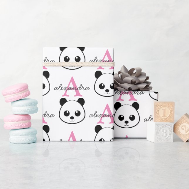 Cute Panda Bear Wrapping Paper – Personalised  (Baby Shower)