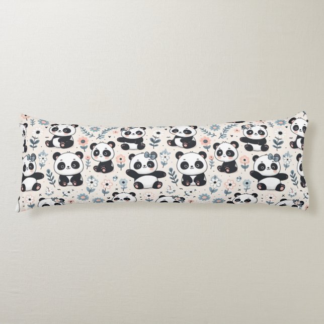 Cute Panda Bears Body Cushion (Front)