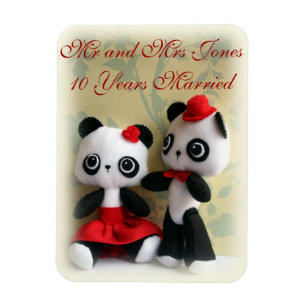Cute Panda Bears Couple Anniversary Magnet