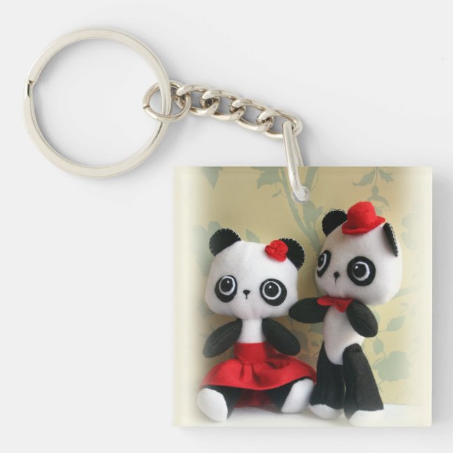 Cute Panda Bears Couple Key Chain (Front)