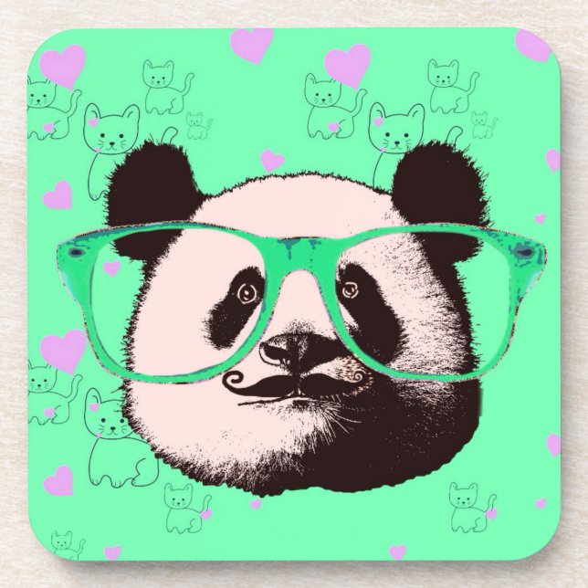 Cute Panda Bears Girly Gifts Kawaii Customisable Coaster (Front)