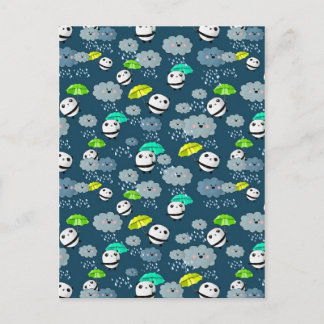 Cute Panda Bears Pattern Postcard