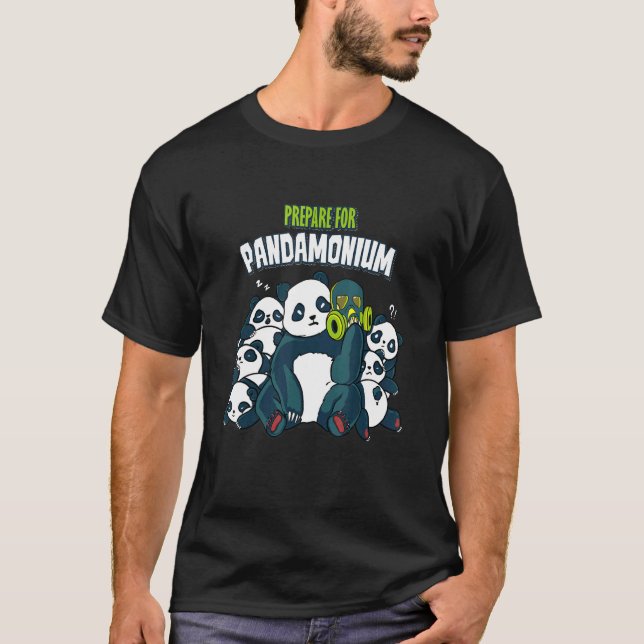 Cute Panda Bears Prepare For Pandamonium  Panda Pu T-Shirt (Front)