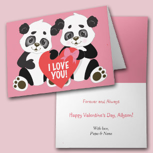 Cute Panda Bears Valentine Holiday Card