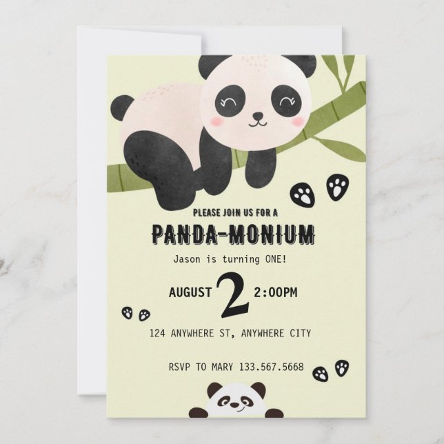 Cute Panda Birthday Invitation (Front)
