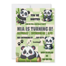 Cute Panda Birthday invitation 