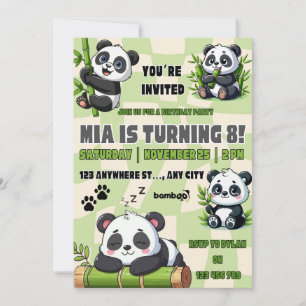 Cute Panda Birthday invitation 