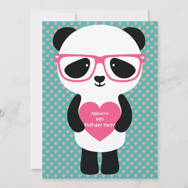 Cute Panda Birthday Invitation (Front)
