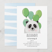 Cute panda. Blue and green boy birthday party