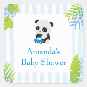 Cute Panda Boy Baby Shower Favour Gift Stickers