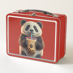 Cute Panda Bubble Tea Insulated Lunch Box for Kids