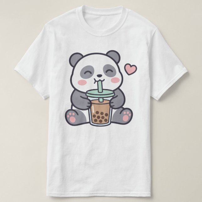 Cute Panda Bubble Tea Value T-Shirt (Design Front)