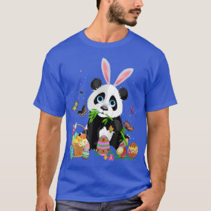 Cute Panda Bunny Egg Hunting Colourful Egg Happy E T-Shirt