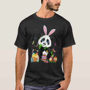 Cute Panda Bunny Egg Hunting Colourful Egg Happy E T-Shirt