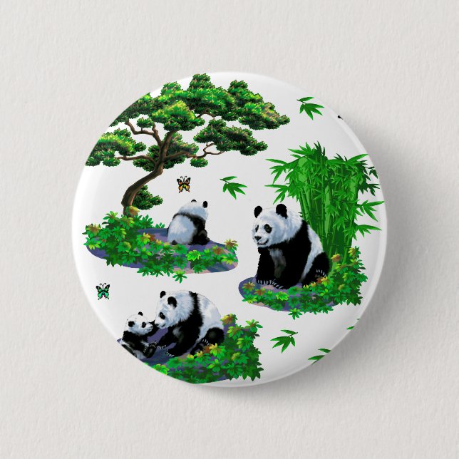 cute panda Cartoon 6 Cm Round Badge (Front)