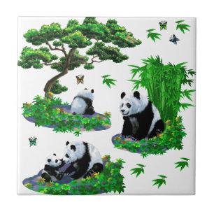 cute panda Cartoon Ceramic Tile