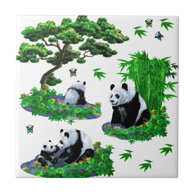 cute panda Cartoon Ceramic Tile (Front)