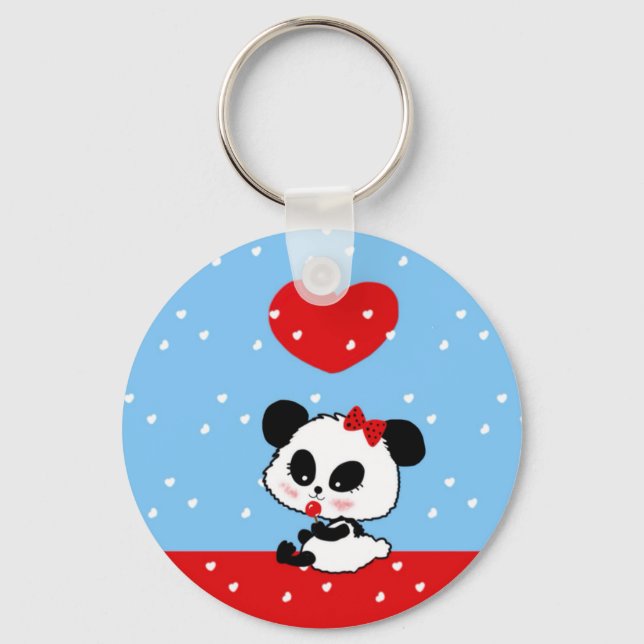 Cute Panda cartoons kawaii Key Ring (Front)