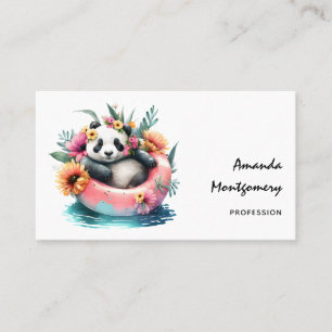 Cute Panda Chilling in an Inner Tube Business Card