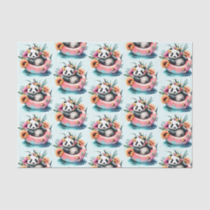 Cute Panda Chilling in an Inner Tube Tissue Paper