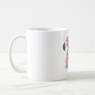 Cute Panda Chilling On Pink Flamingo Pool Float Coffee Mug