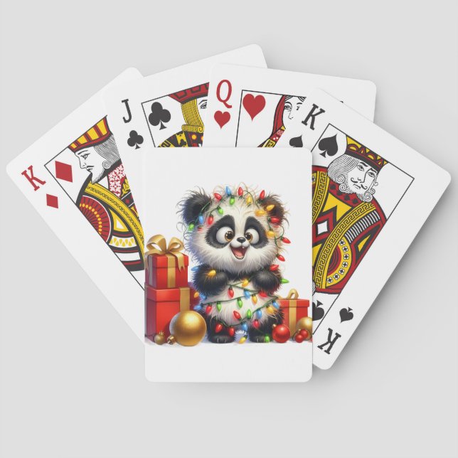 Cute Panda Christmas Playing Cards (Back)