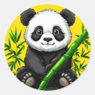 Cute panda classic round sticker