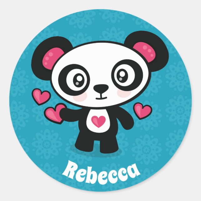 Cute Panda Classic Round Sticker (Front)
