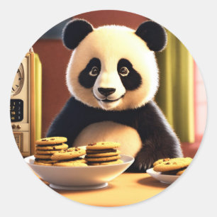 cute panda  classic round sticker