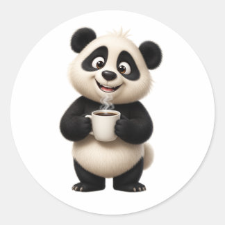 Cute Panda Coffee Lover Sticker Design