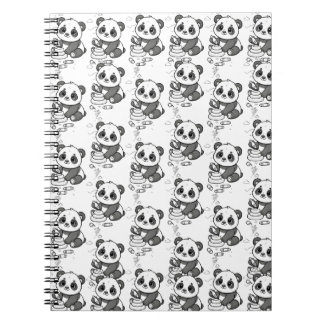 Cute Panda Colouring Page Pattern Notebook