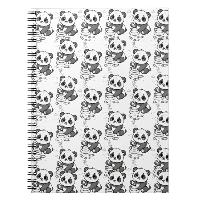 Cute Panda Colouring Page Pattern Notebook (Front)