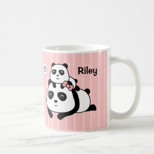 Cute Panda Cub and Mummy Kids Personalised Mug