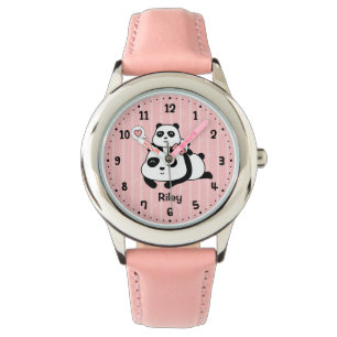 Cute Panda Cub and Mummy Kids Personalised Watch