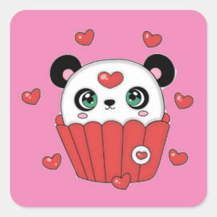 Cute Panda Cupcake Sticker
