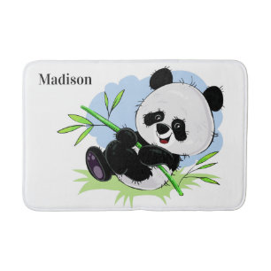 Cute Panda custom name bath mats