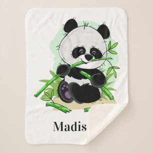 Cute Panda custom name blankets