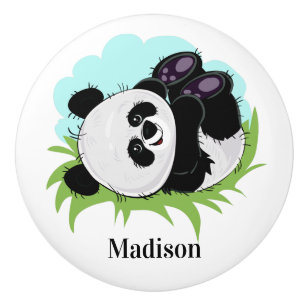 Cute Panda custom name ceramic knob