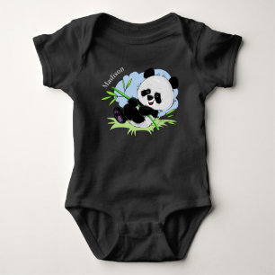 Cute Panda custom name clothing Baby Bodysuit