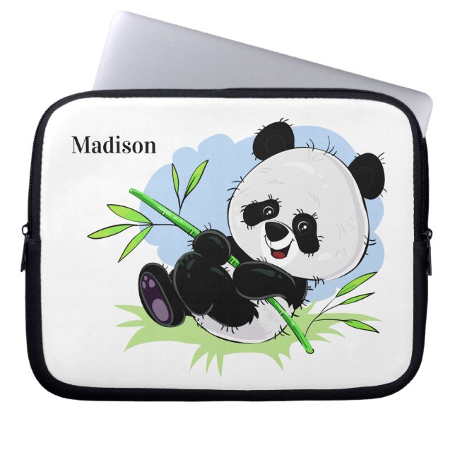 Cute Panda custom name laptop sleeves (Front)