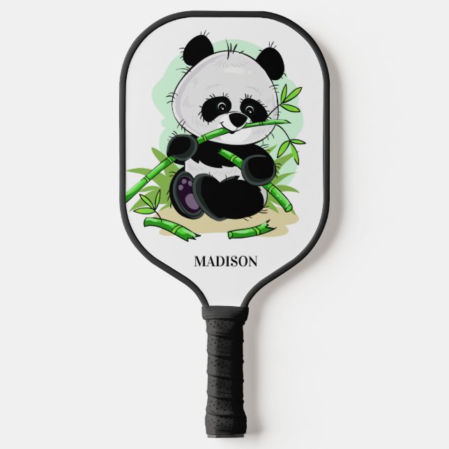 Cute Panda custom name Pickleball Paddle (Front)
