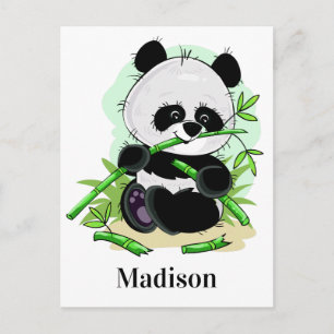 Cute Panda custom name postcard